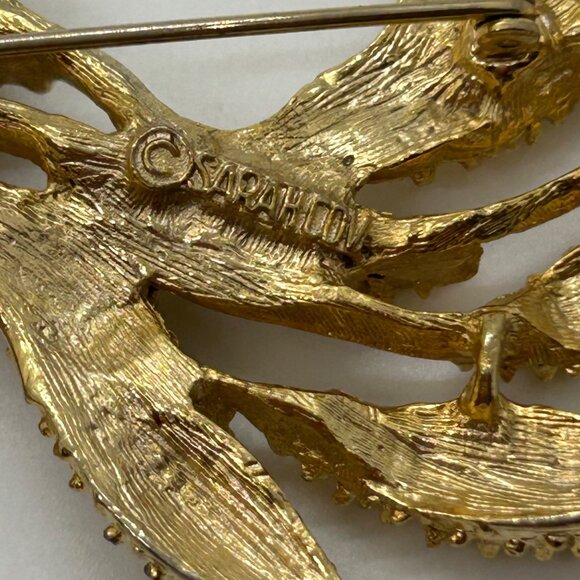 Vintage Sarah Coventry Brooch & Clip-On Earrings Set  Gold-Tone Wind Flower - Picture 7 of 16